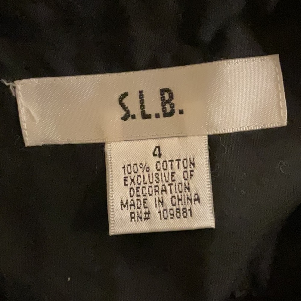 SLB A Line Embroidered Mid Calf Tea Length Black Skirt Size 4 - Picture 9 of 9